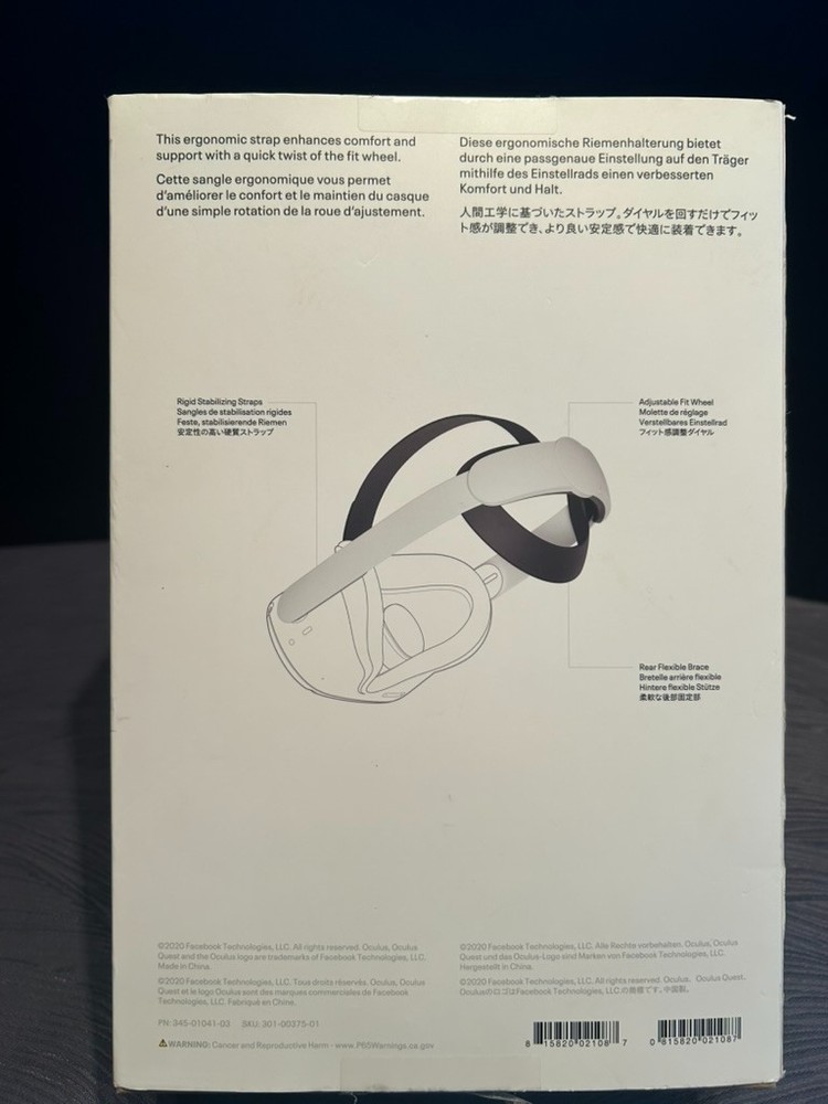 Oculus Quest 2 Elite Strap Official Meta VR Headset Strap Replacement w Box