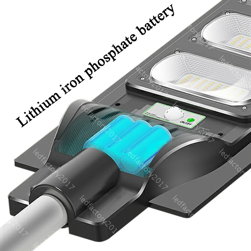 600W LED Solar Steert Lamp Frontyard Security Waterproof w/ Remote Control Pole