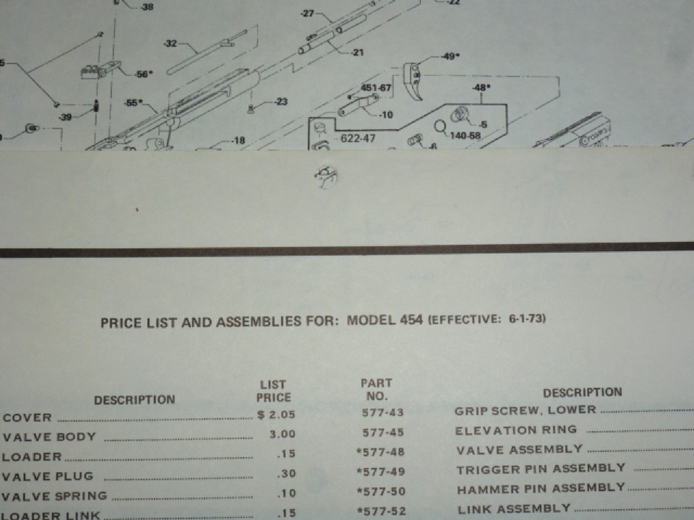 Crosman 454 & 1600 Service Manual With Exploded View