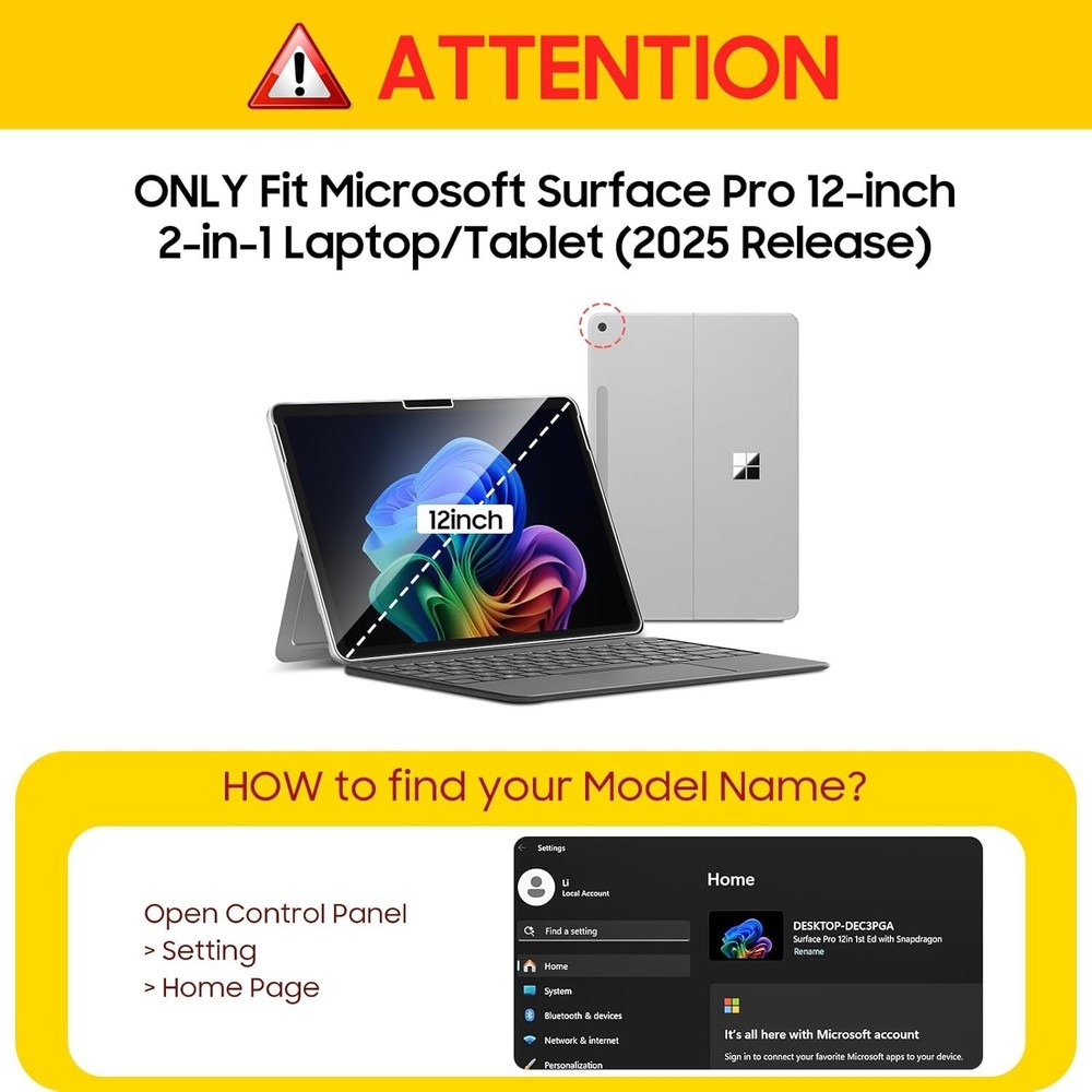 2-Pack Tempered Glass Screen Protector for Microsoft Surface Pro 12 Inch 2025