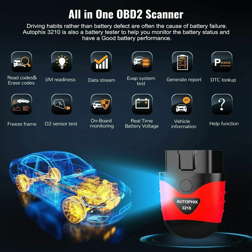 AUTOPHIX 3210 Bluetooth OBD2 Scanner for iPhone iPad & Android Fault Code Reader