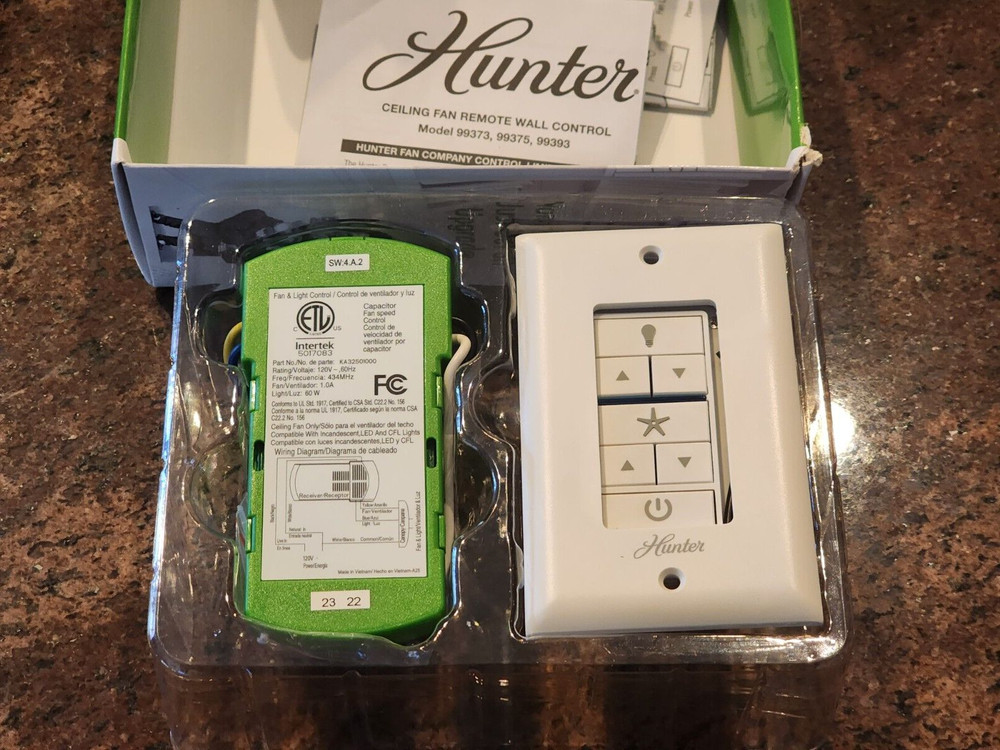 Hunter 99393 Ceiling Fan Remote Control Wall Kit with Receiver