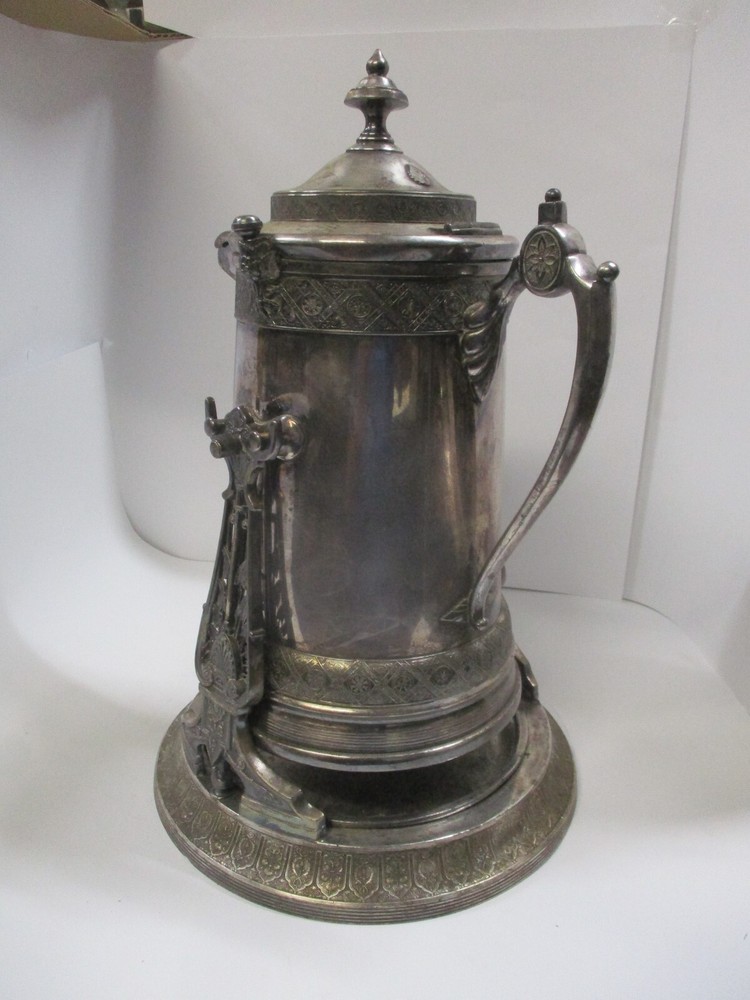 REED & BARTON SILVER PLATE TILTING TIPPING PITCHER Dated May 13, 1878