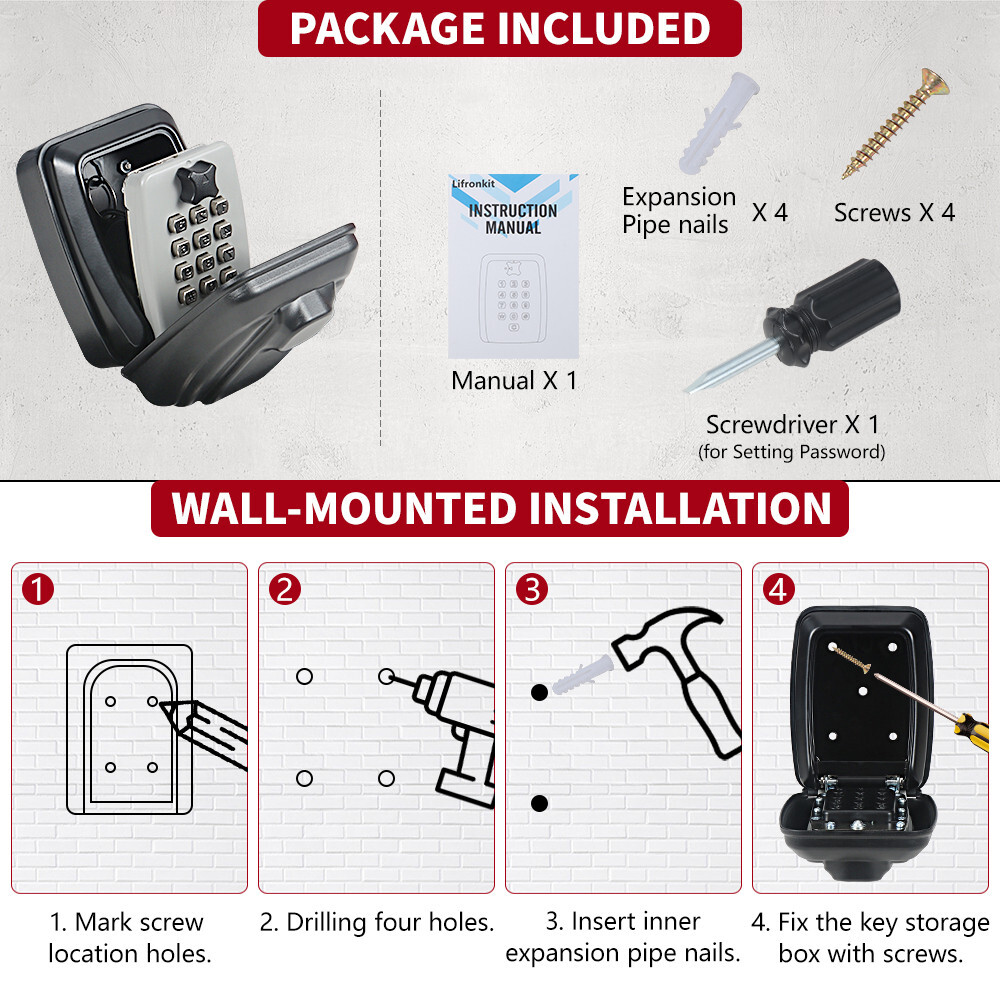Metal Window Mount Lockbox Keysafe Sturdy Waterproof Large Capacity Lock Box