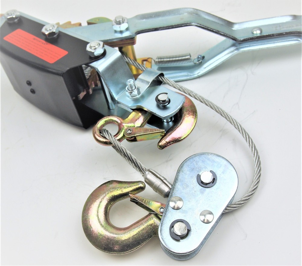 4 Ton H.D. Hand Cable Puller 3 Hooks Pulling Come A Long Gear Steel Cable