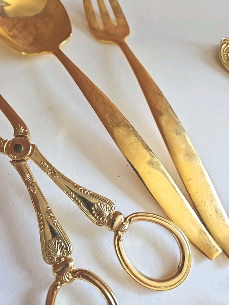 Gold Tone Serveware Lot 10 Various Patterns Read Details View