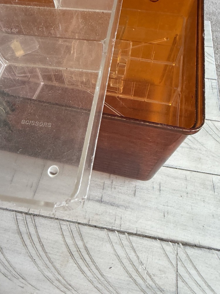 Orange Plastic Sewing Basket with Handle, Internal Organizer, and Compartments