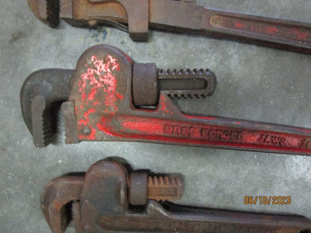 3 Vintage Small Pipe Wrenches Erie Tool Co Fleet & More