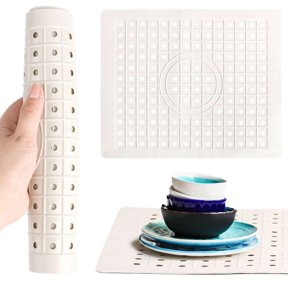 2 Pack Kitchen Sink Mat Drain Pad Protector 10" x 12" Non-Slip Rubber Durable