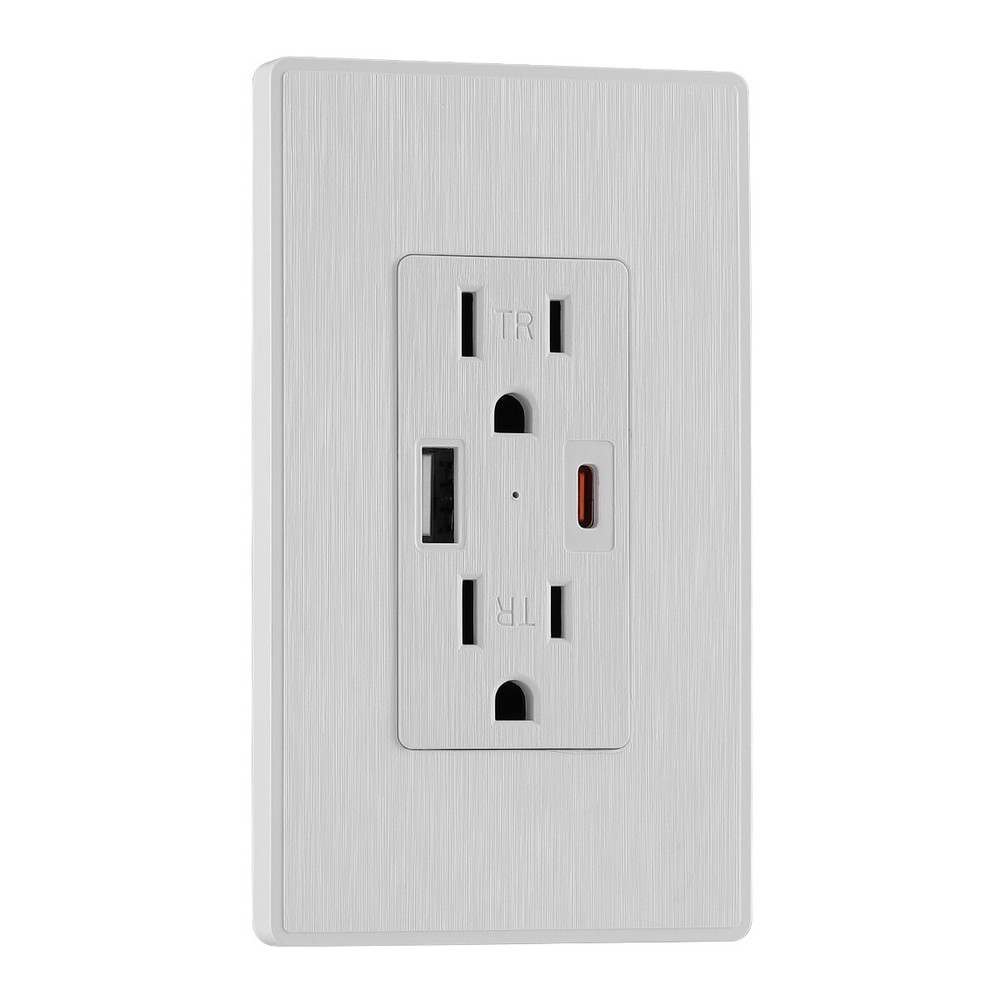 15A Dual USB-TYPE-C Wall Outlet Charger Port Socket With Electrical Receptacles