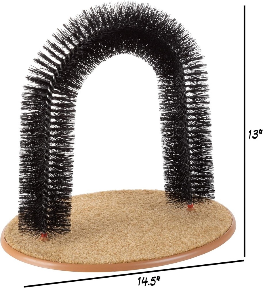 Cat Self-Groomer Bristle Ring Brush with Carpeted Base