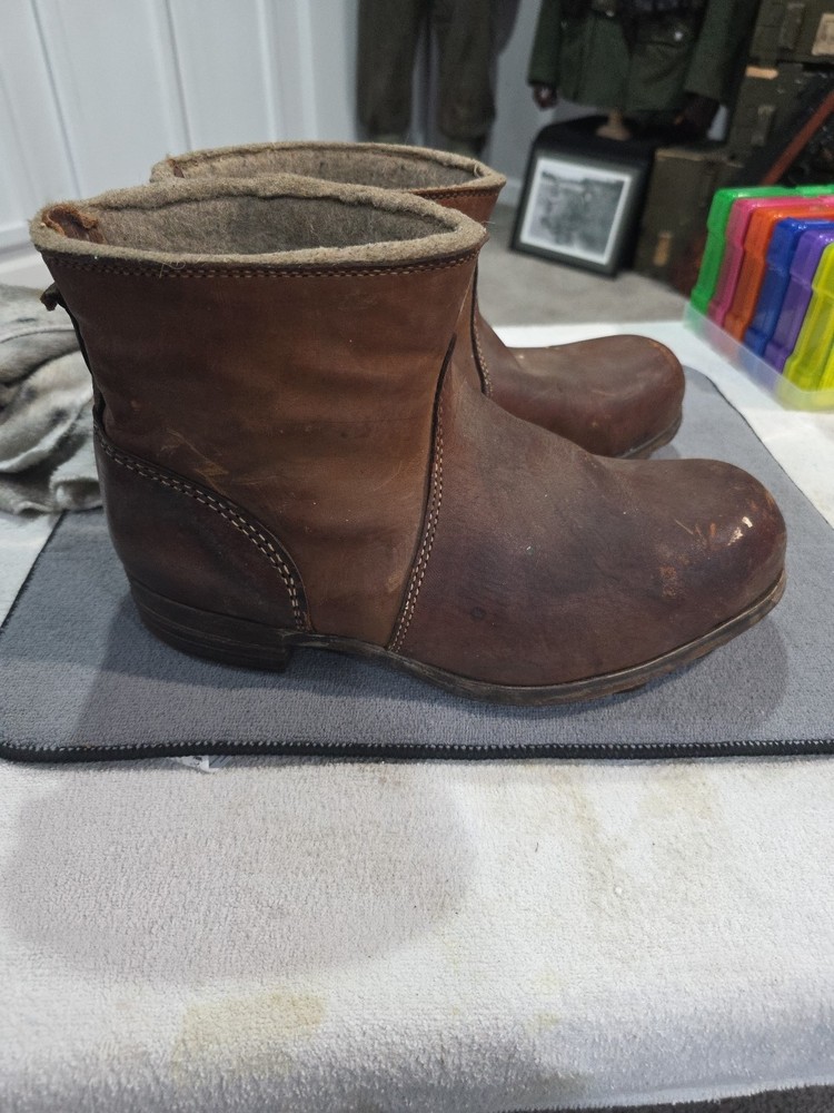 WWII German East Front Sentry Winter Boots Cut Down Maker Marked Original