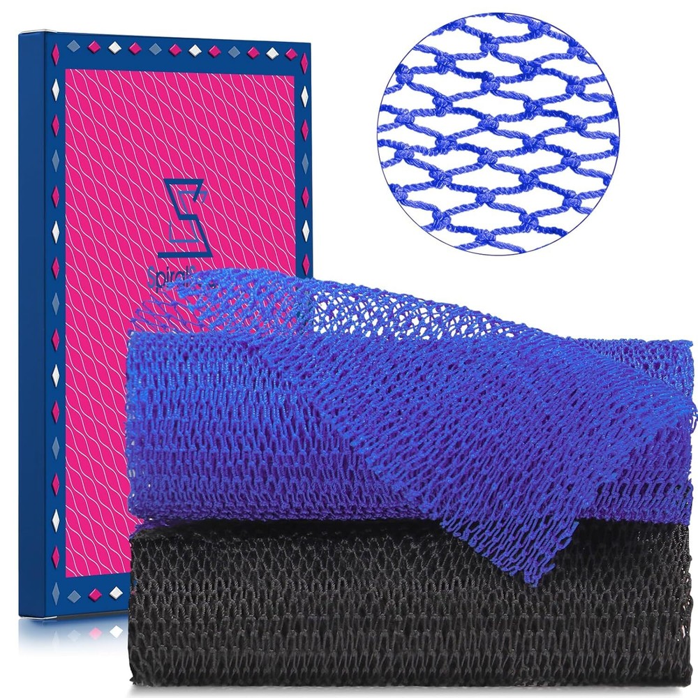 2 Pieces African Net Sponge – Real Authentic Exfoliating Bath Blue Black