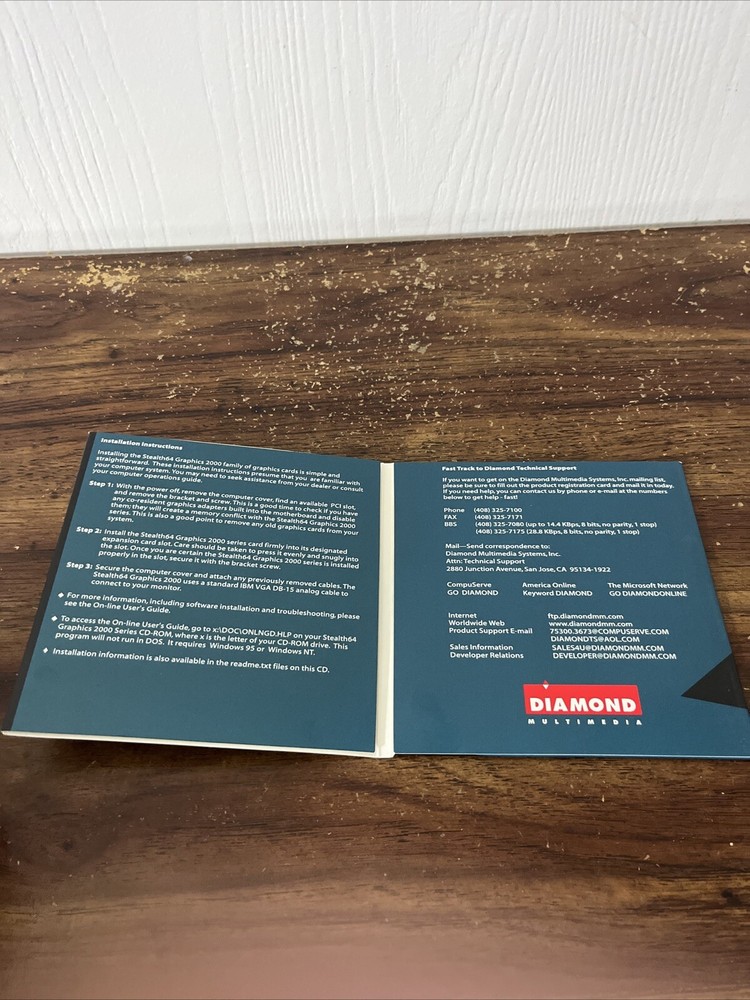 Diamond Stealth 64 Video Display Drivers Windows Version 1.01 2000 Series CD Rom