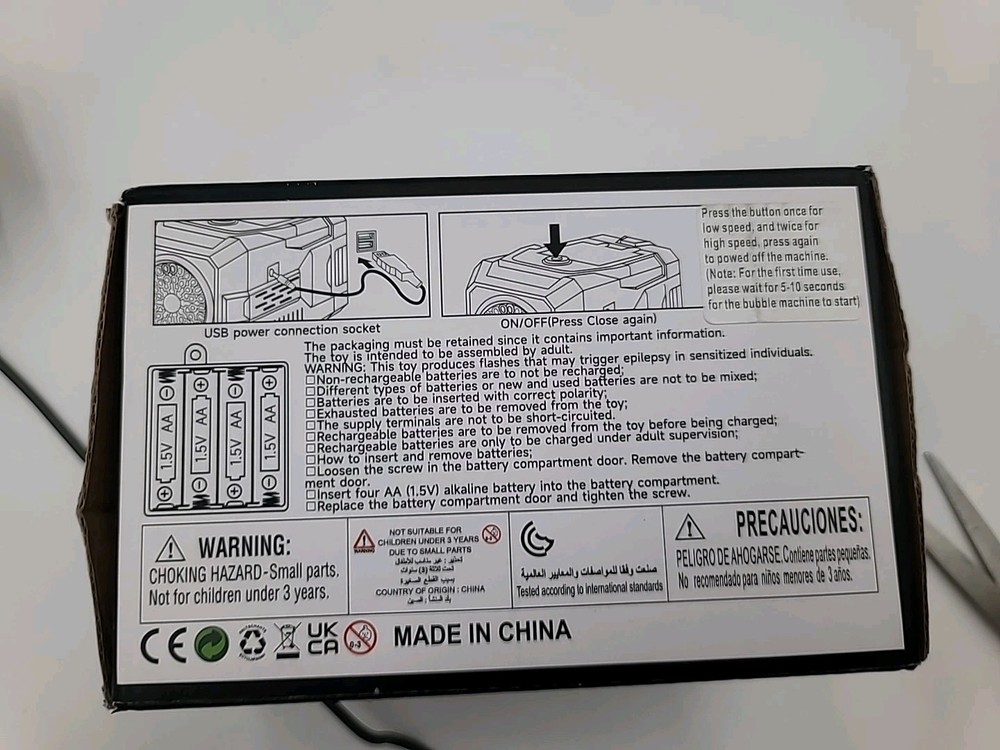 Automatic Bubble Machine with 2 Speeds and Lights Electric OR Battery