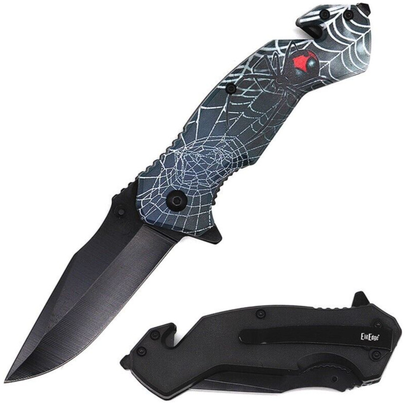 8" Spider Design Tactical Rescue Spring Assist Knife