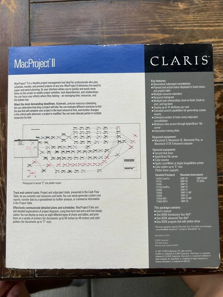 Claris MacProject II Boxed Software Disks Manuals Vintage
