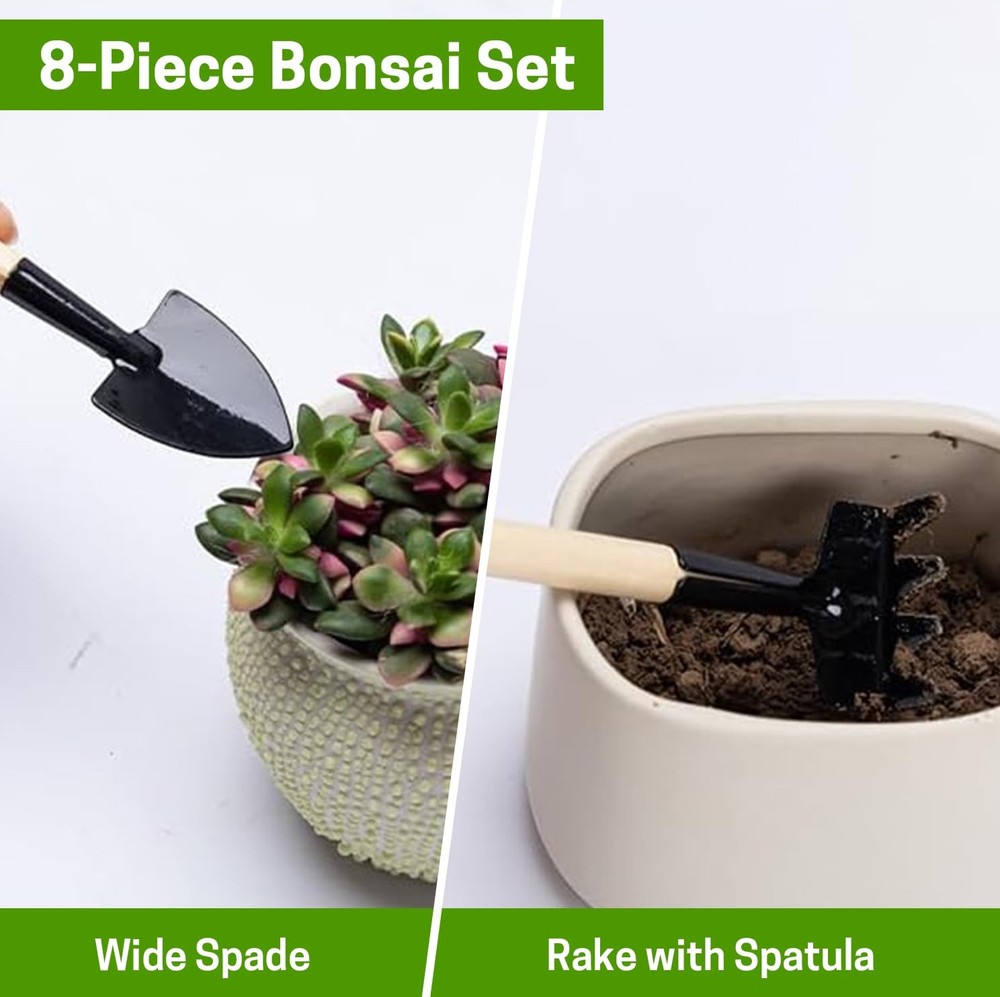 Bonsai Set 8 Pcs - Include Pruner, Fold Scissors, Mini 8 pieces, Multicolor
