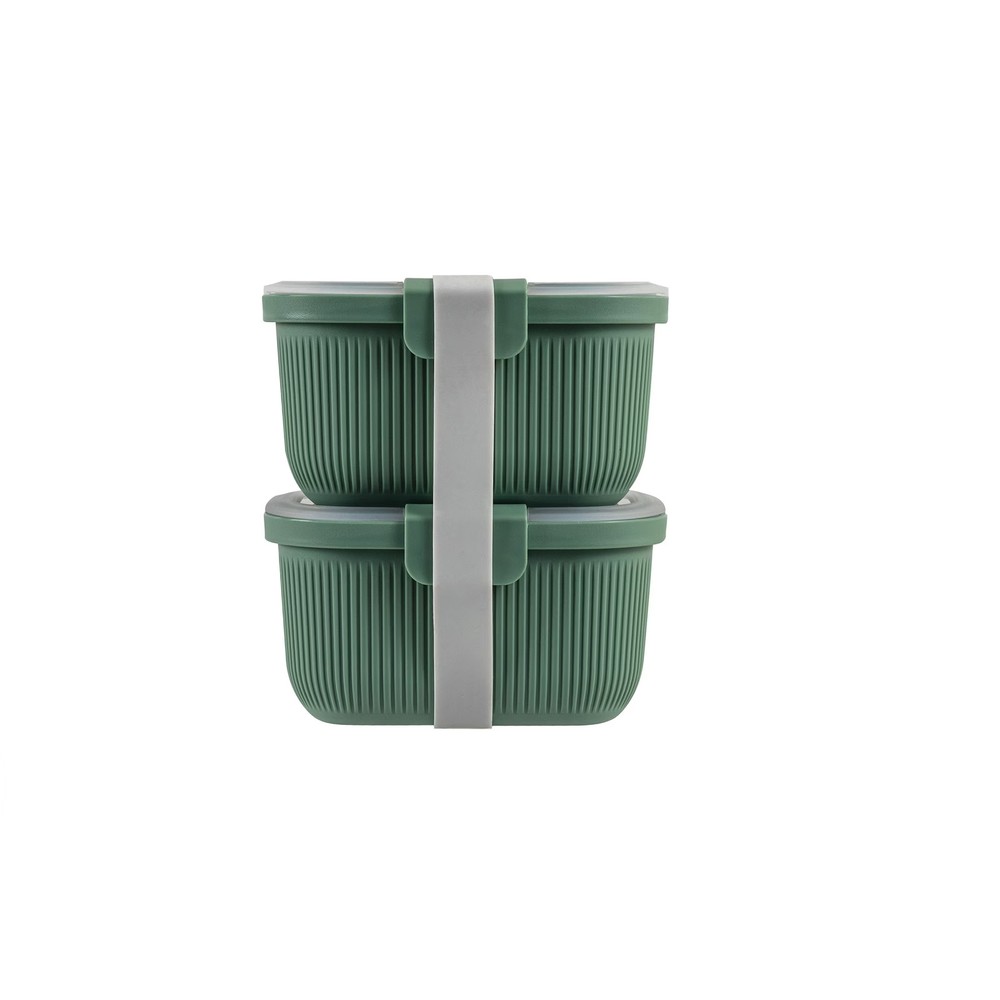Mainstays Plastic Bento Snack Container, Rectangle, Green, 19oz
