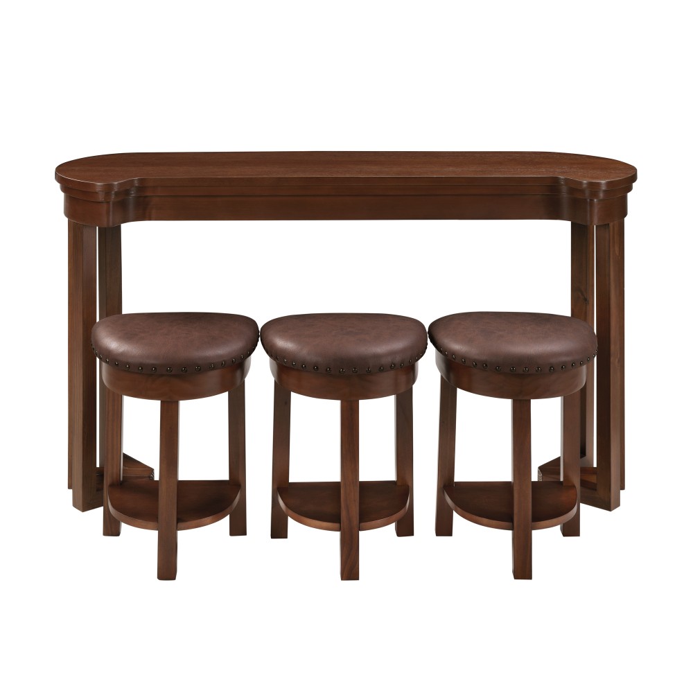 4 Piece Bar Table Set with3 PU Upholstered Bar Stools Breakfast Table