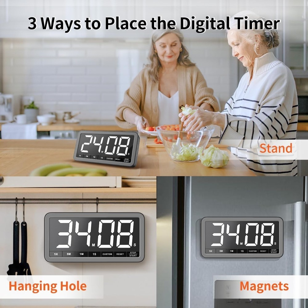 Extra Large Display Digital Timer with USB-C Charging for Kitchen & Classroom
