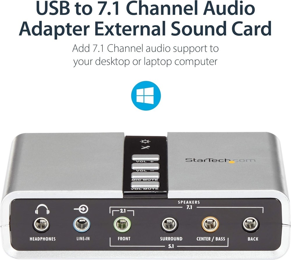 Compact External Sound Card with 7.1 Channels - USB Powered Audio Solution