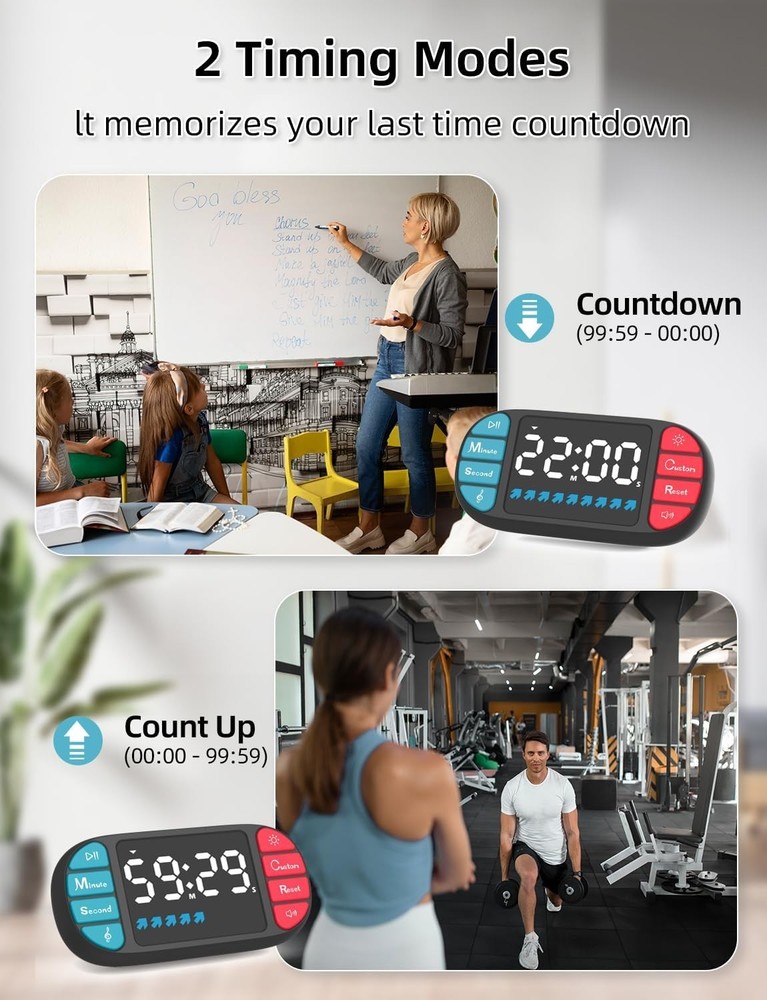 DOOMAY Digital Kitchen Countdown Timer: Magnetic Count up Timer, Large 3.6in