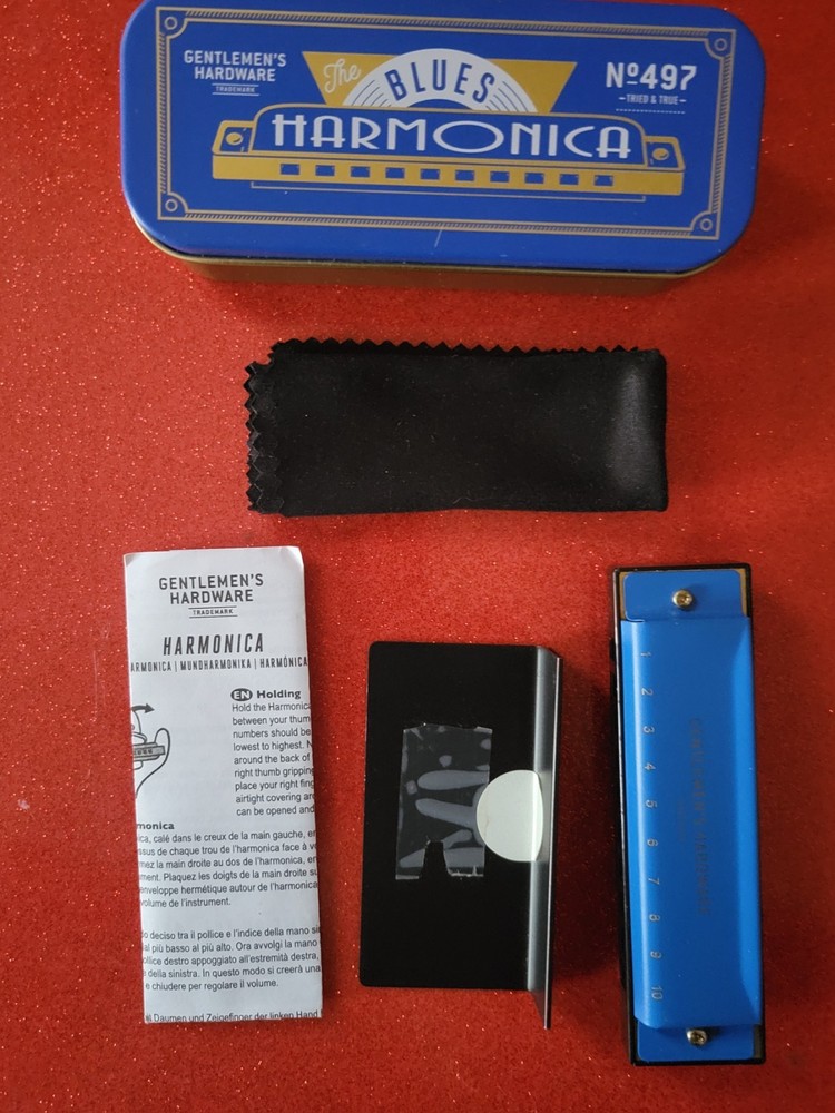 Complete Gentleman's Hardware Blues Harmonica In Original Box