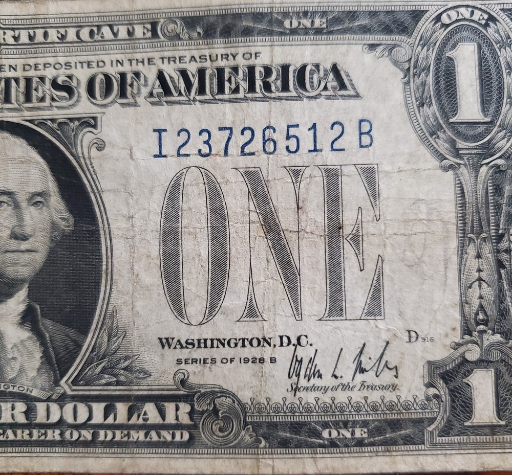 1928 B $1 Dollar Funny Back Silver Certificate Note AG -Fair Condition