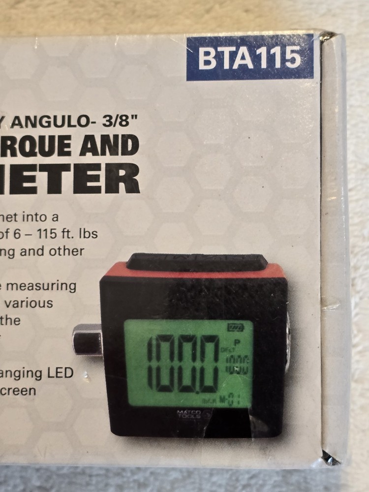 New Matco Tools BTA115 3/8 Drive Digital Torque and Angle Meter