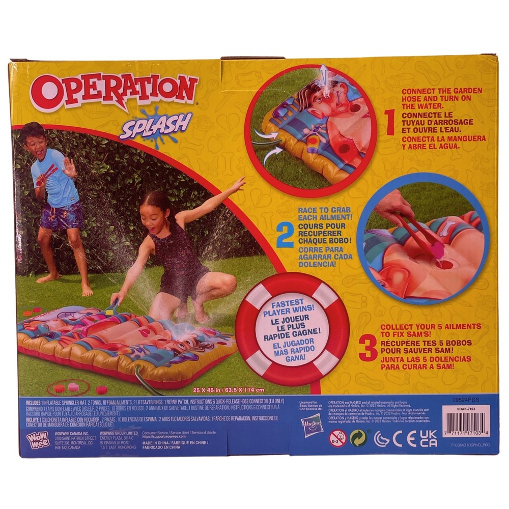 Hasbro Operation Splash Sprinkler Mat Game 1 Set 2-Pack New