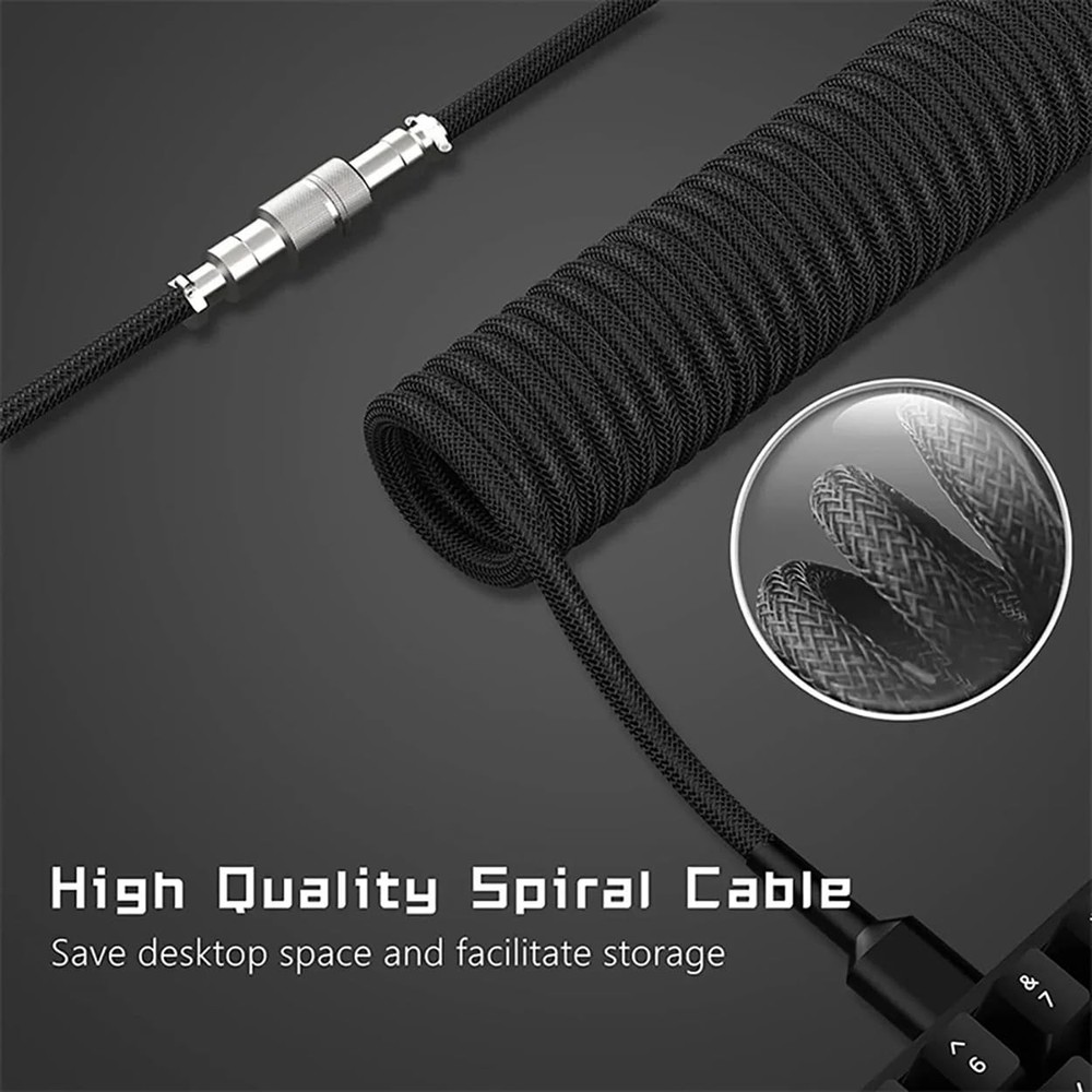 EastyGold Type C Mechanical Keyboard Coiled Cable USB Black