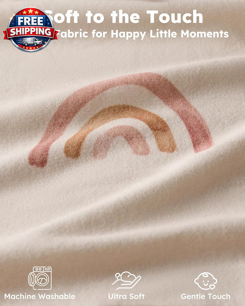 Soft Microfiber Baby Crib Sheets 2-Pack - Orange Rainbow, Fitted 52" x 28