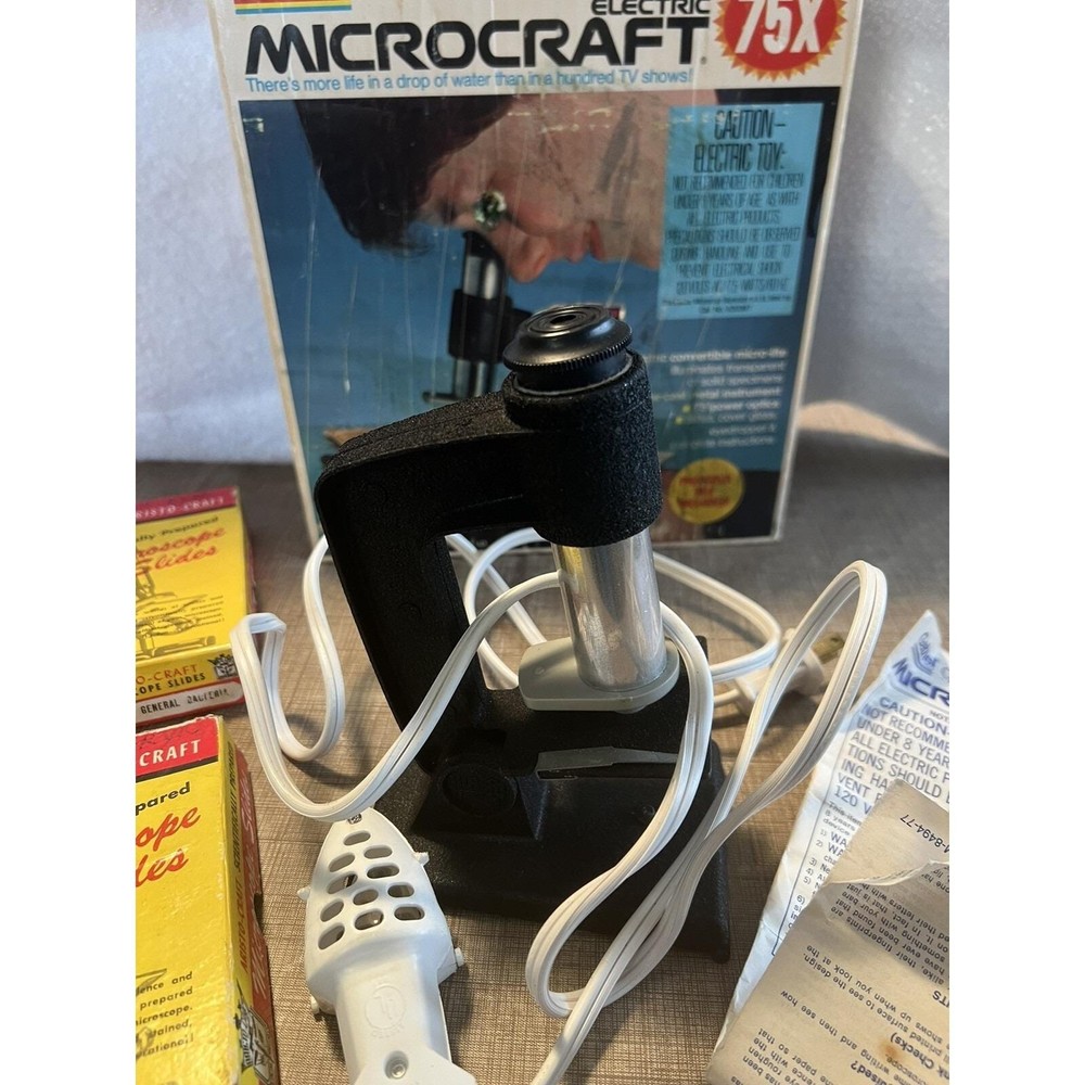 Vintage 70's Gabriel Microcraft Microscope Set 75x Includes Slides