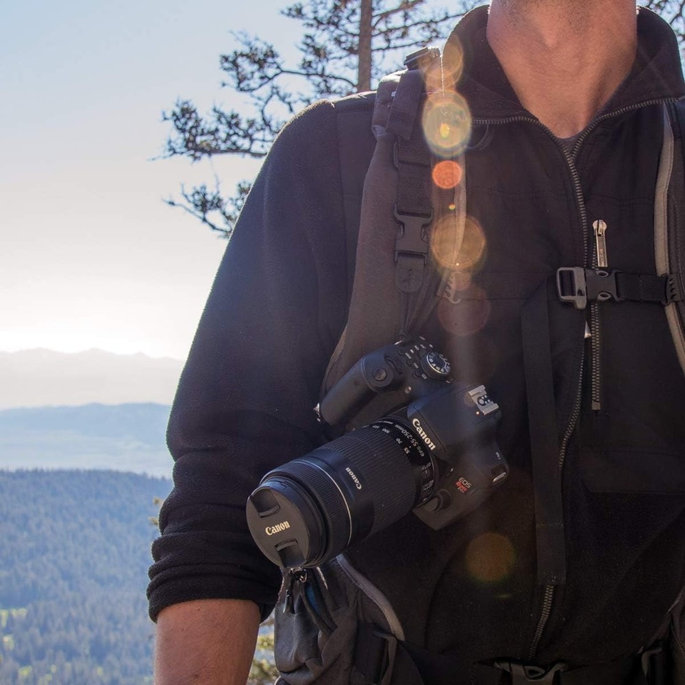 Adjustable Black Camera & Binocular Connectors - Secure Backpack Attachment