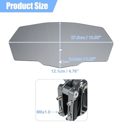 Gray Lens Motorcycle Windshield, Adjustable Clip Windscreen Deflector