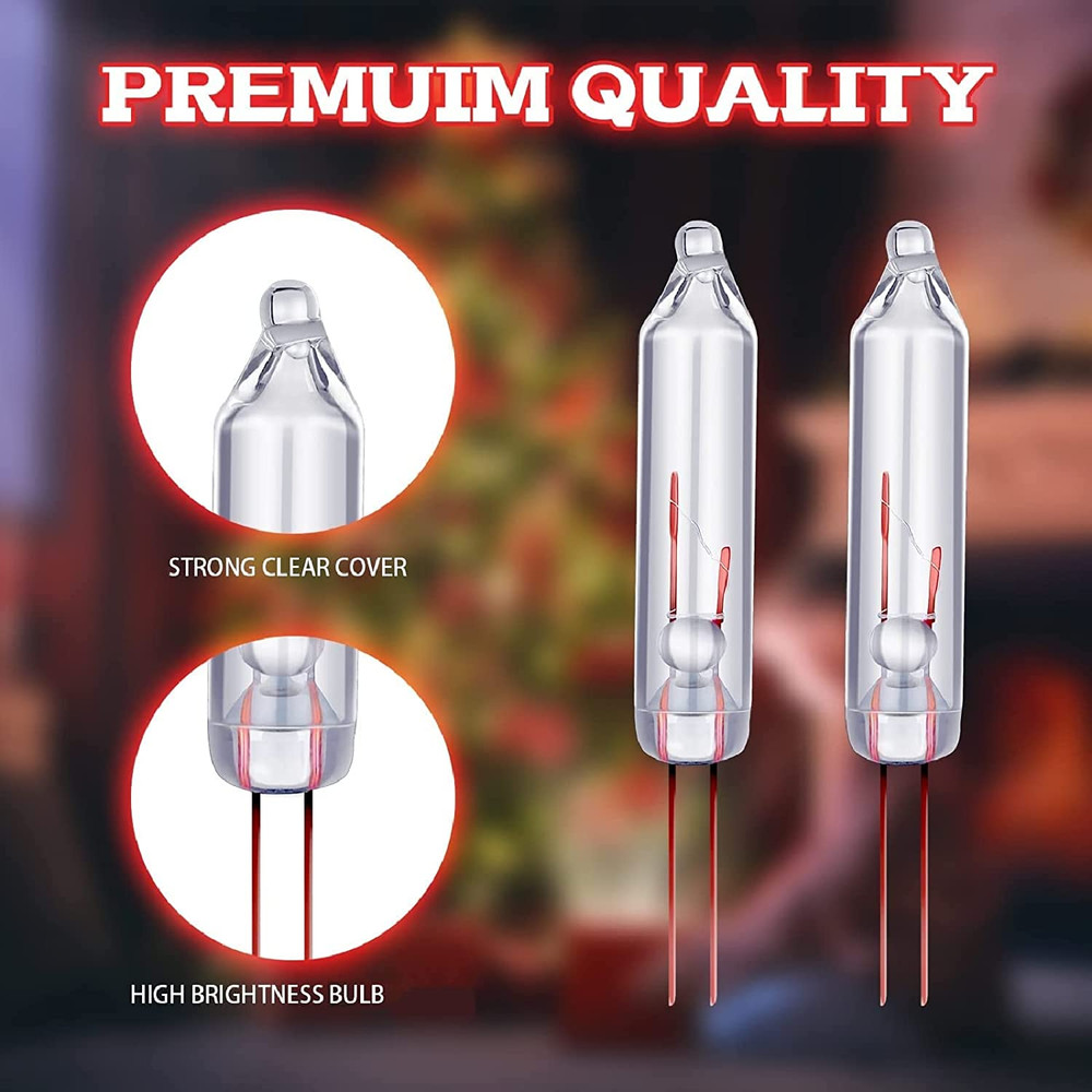 100 Pcs Mini Christmas 2.5 Volt Replacement Light Bulbs for Christmas Trees Deco