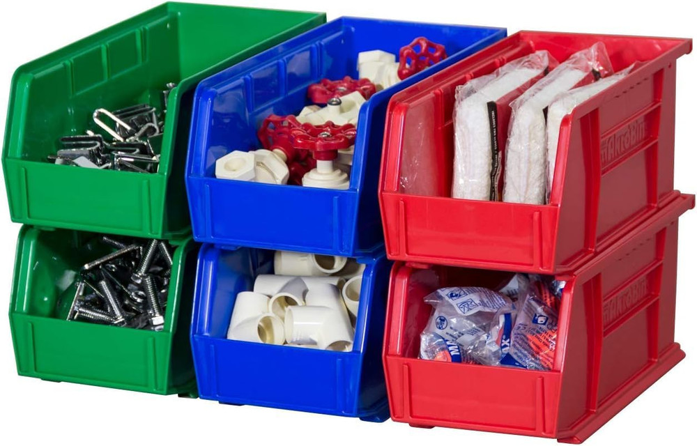 30230 Akrobins Plastic Storage Bins, Space-Saving Stackable Bins for Garage, Pan