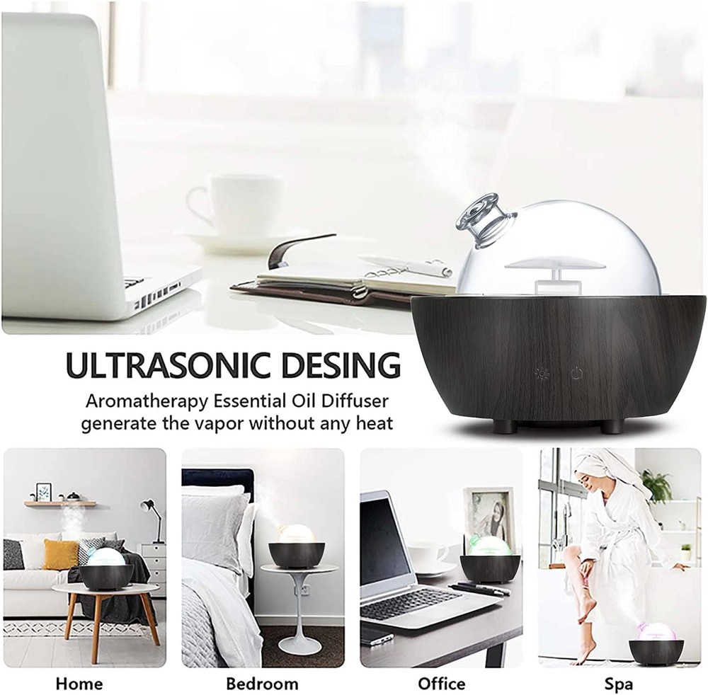 280ml Glass Essential Oil Diffuser Aromatherapy Diffusers Ultrasonic Black