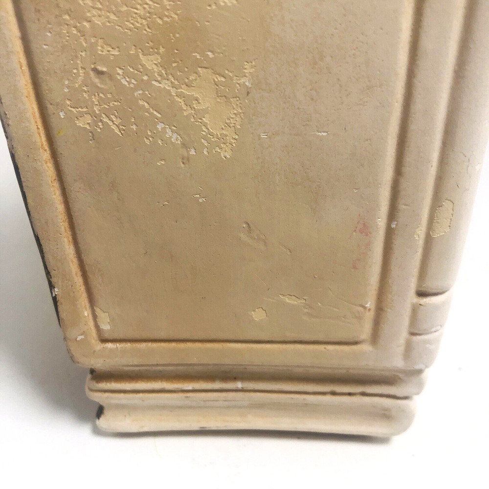 Vintage Chalkware Bookend MCM Chinese Boy Kneeling Plaster 9"