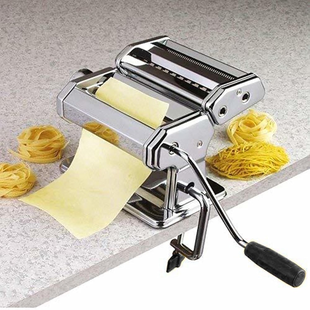 Pasta Maker Machine, Manual Makers 9 Adjustable Thickness Silver