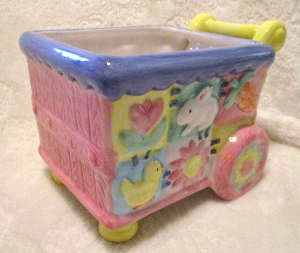 Easter/Baby~Ceramic Cart Planter~Easter Collection~Early 2000