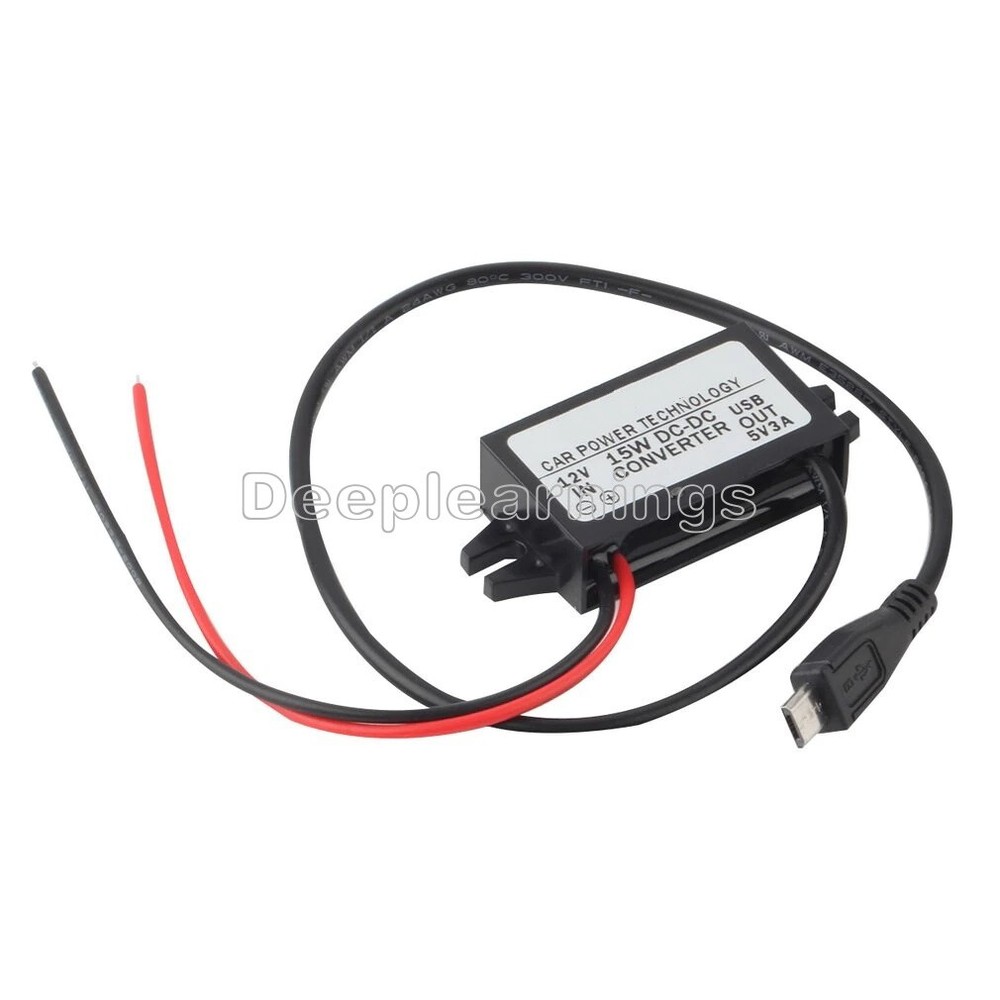 DC/DC 12V To 5V 3A 15W Converter Module With Micro USB Output Power Adapter