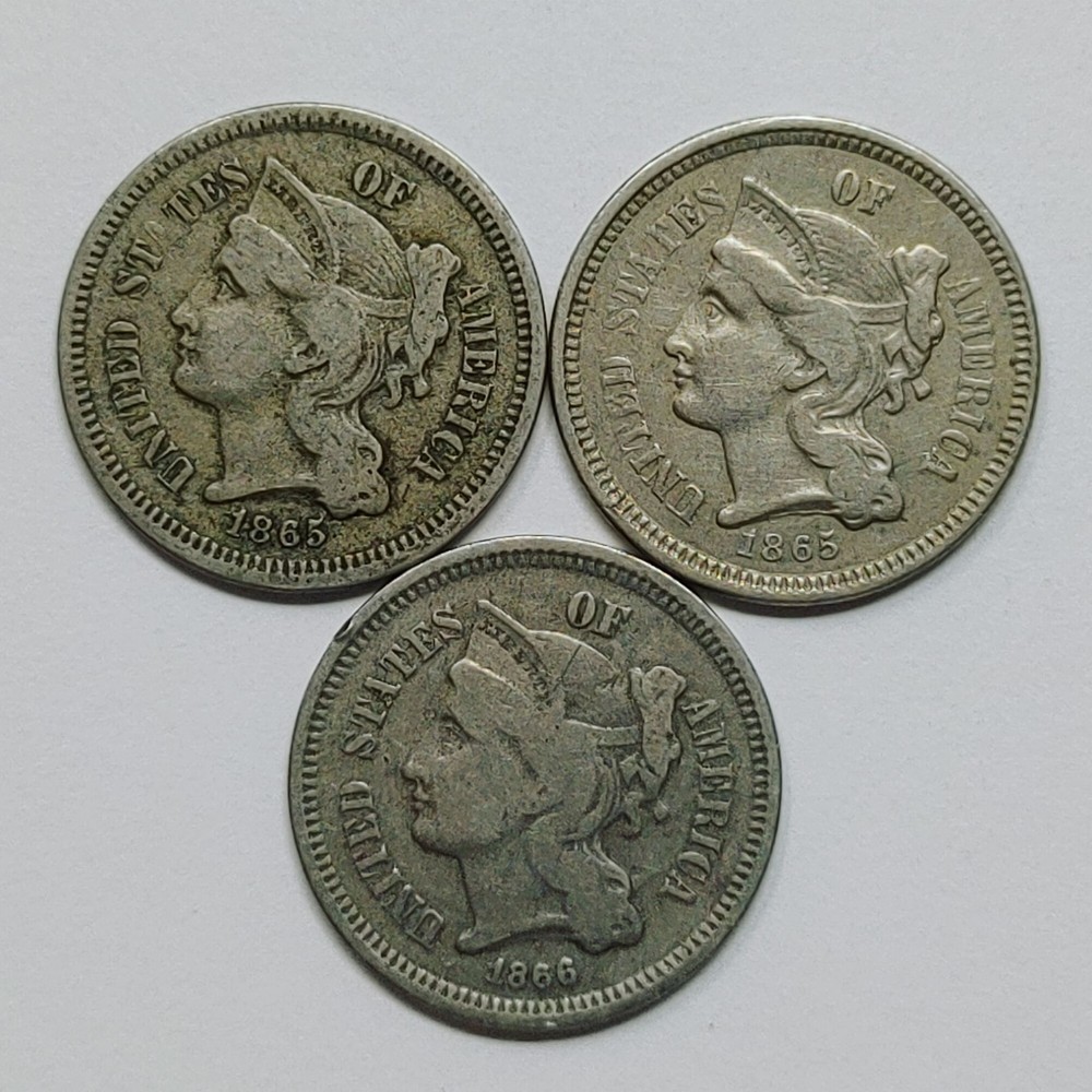 11x 1865-1874 3 Cent Nickels 3CN 28655