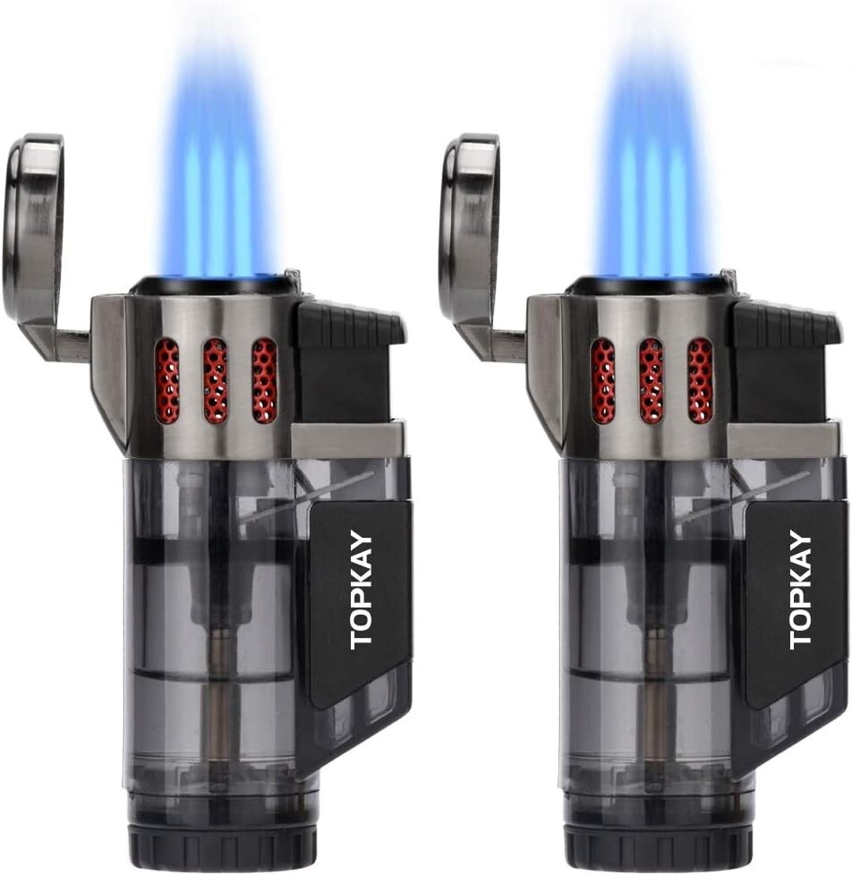 Refillable Triple Jet Torch Lighters - Windproof and Convenient, Gift Set 2 Pack