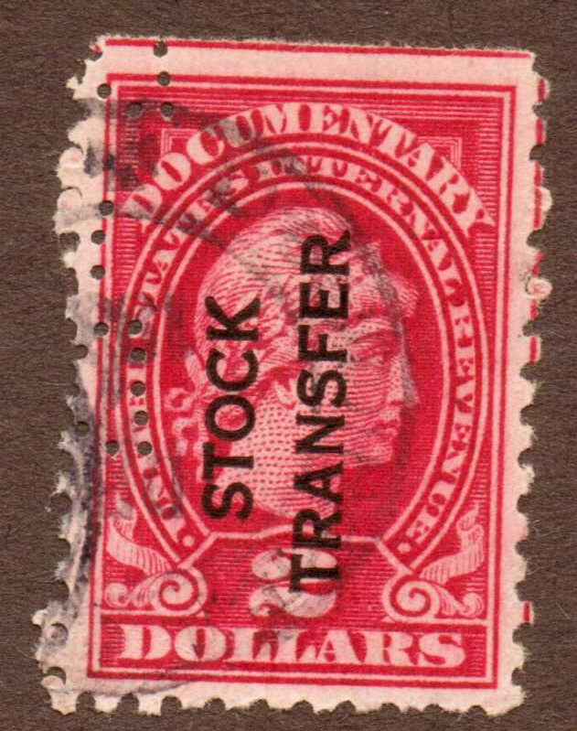 US Stamps, Scott RD13, Documentary, Stock Transfer Overprint, $2 Used