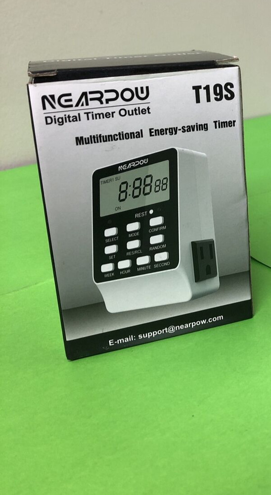 NEW Nearpow T19S Black/White Multifunctional Energy Saving Timer Outlet Timer