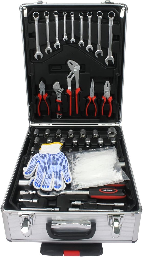 hardware toolbox storage box, containing 899 commonly used tool sets, w/ a pull