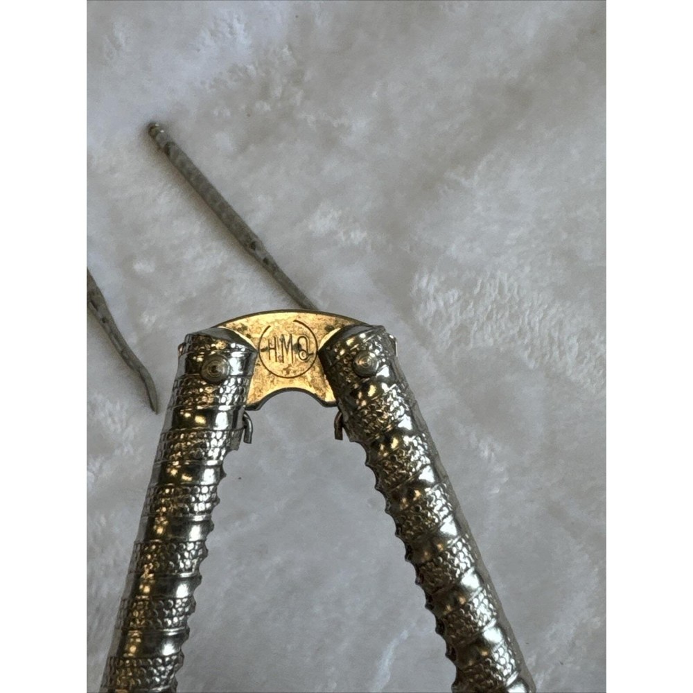 Vintage Silver Tone Nut Cracker Set with Picks Ornate Engraved Design