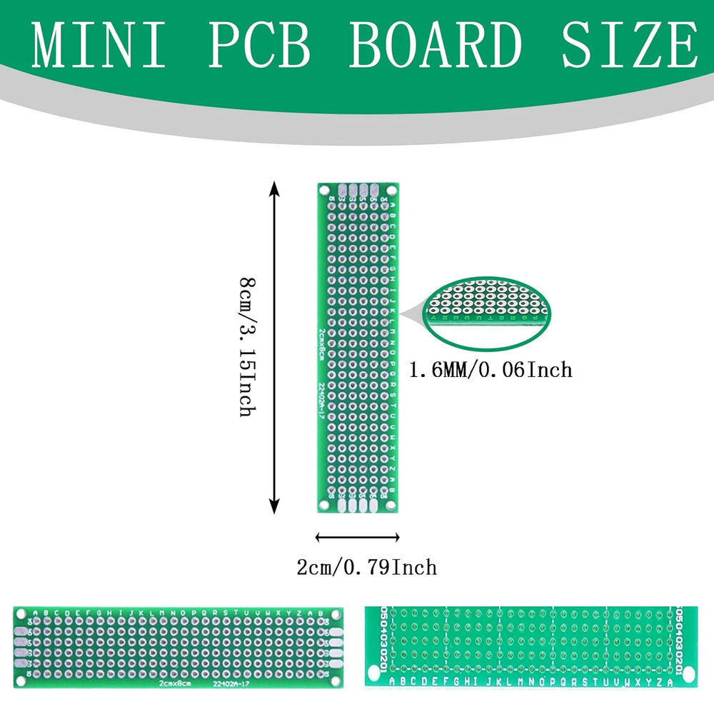 20 Pcs 2X8Cm PCB Board Small Prototype Boards Universal Printed Circuit Board...